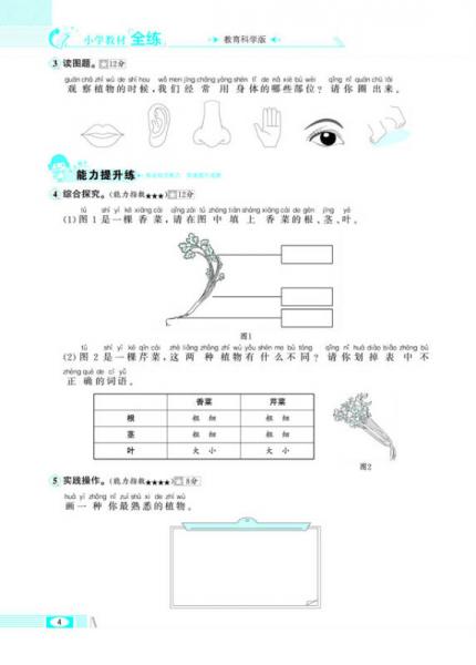 小学教材全练 一年级科学上