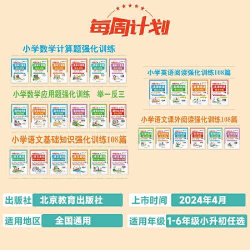 聰穎成才之路 每周計劃 小學英語閱讀強化訓練108篇 五年級