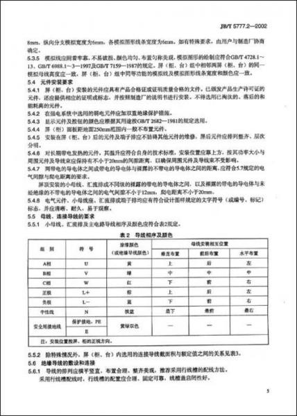 JB/T5777.2—2002 电力系统二次电路用控制及继电器保护屏通用技术条件