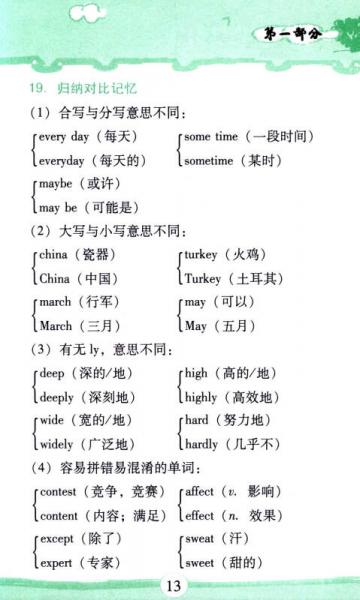 中考英语词汇速记必备手册