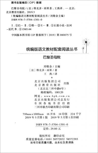 巴黎圣母院/统编版语文教材配套阅读丛书